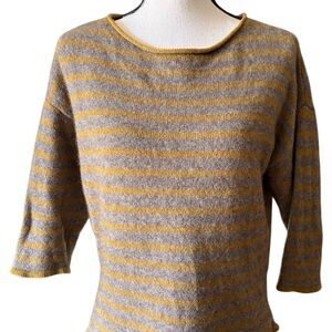 Striped Gray and Yellow Women's Sweater